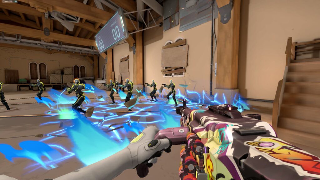 The strafing bots at the Range in VALORANT set off Deadlock's Sonic Sensor with their noise, and it has discharged and concussed them.