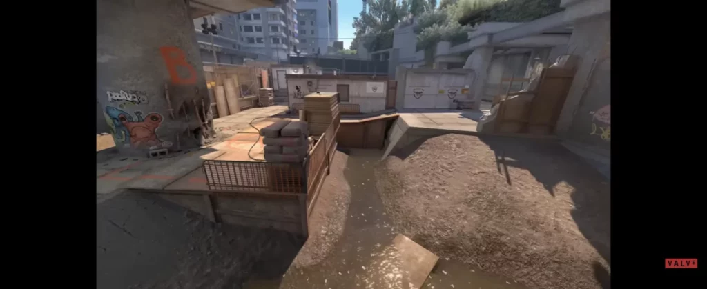 Overpass in CS2 shows improved Water graphics.
