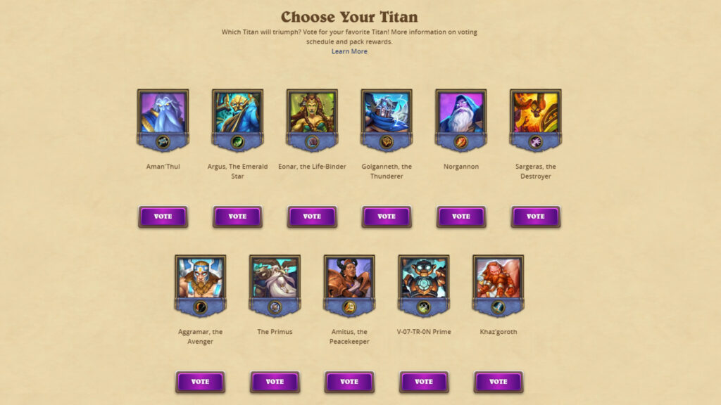 Hearthstone's Choose Your Titan event