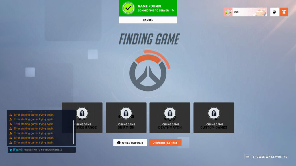 Overwatch 2 Error Starting Game bug