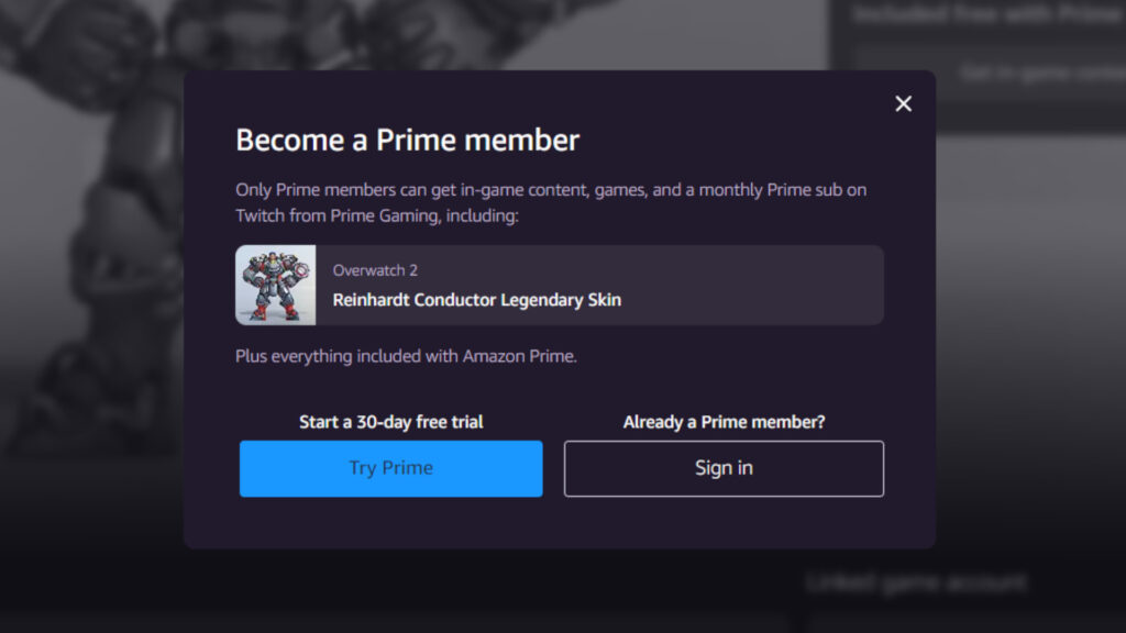 Getting a Prime Gaming trial