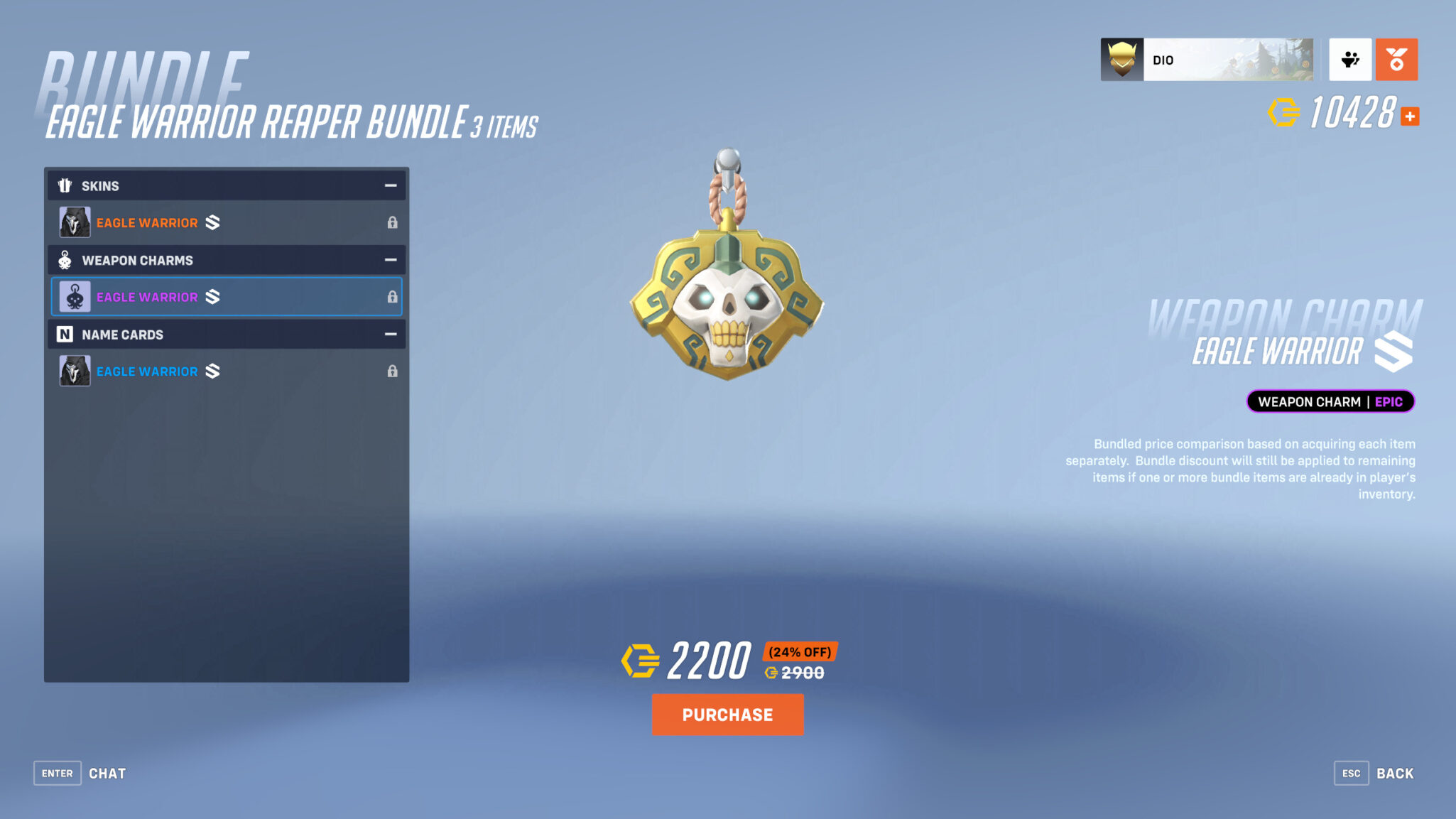 Epic Eagle Warrior weapon charm