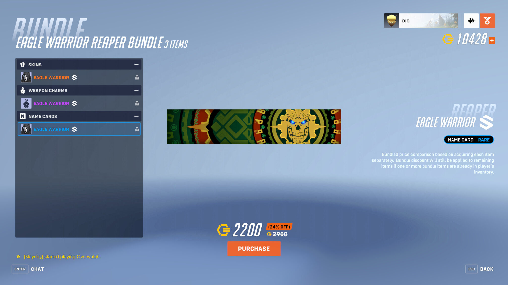 Rare Eagle Warrior name card