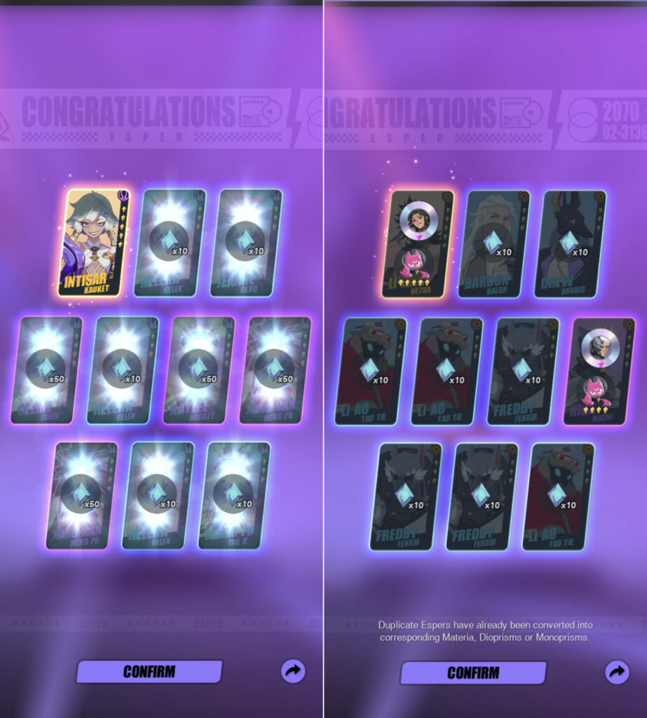 Gold and Elemental Records can result in five-star Espers