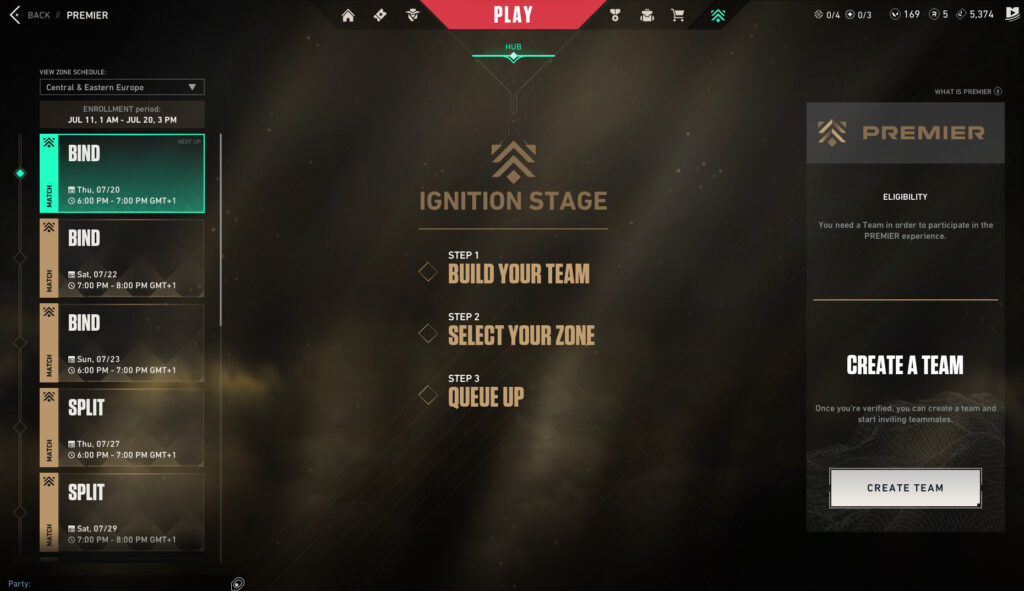 How to register for the VALORANT Premier Ignition stage.