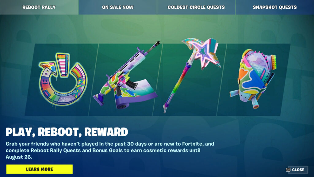 Fortnite Reboot Rally screen