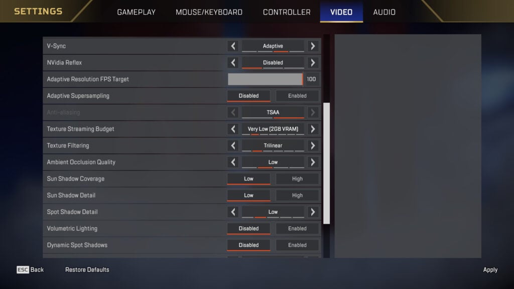 The best way to go about it for players running Apex Legends on a budget-gaming computer is to play on lowered graphics settings.