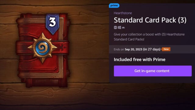 How to get 3 Free Hearthstone packs with Prime Gaming