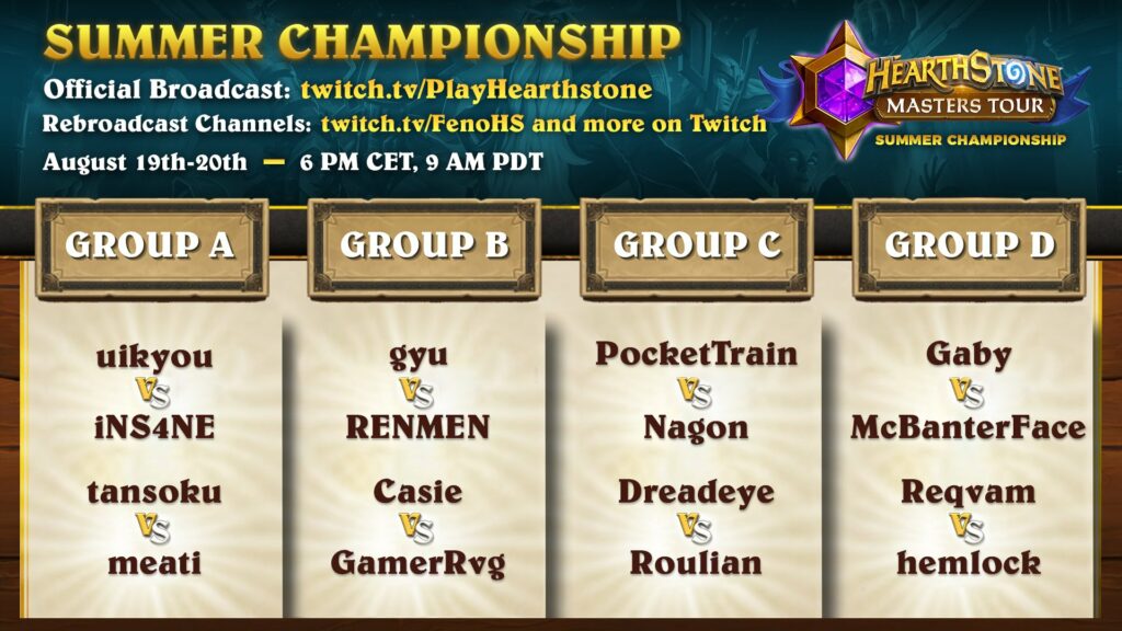 Hearthstone Summer Championship Groups decks - Image via Feno
