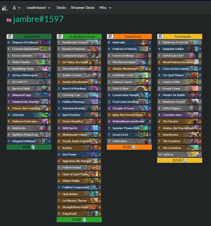 Solary Hearthstone Decks