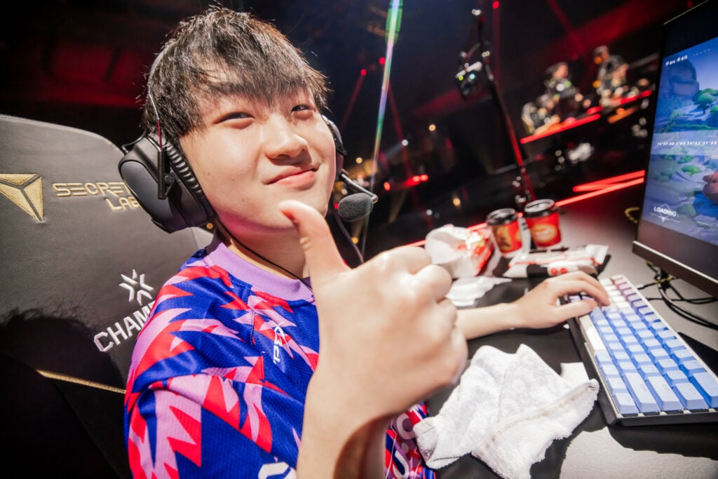 Jing Jie "Jinggg" Wang of Paper Rex competes at VALORANT Champions Los Angeles Playoffs Stage at the Shrine Expo Hall on August 19, 2023 in Los Angeles, California.