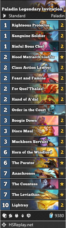Paladin - A Legendary Invitation
Hearthstone Free Loaner Deck