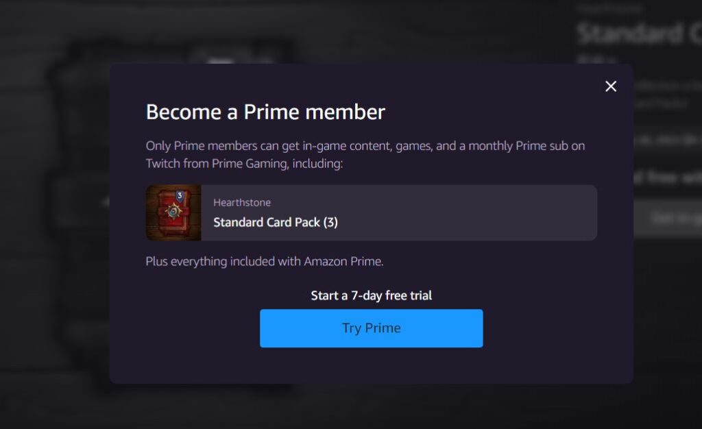 Get 3 Free Hearthstone packs without being a Prime Member
