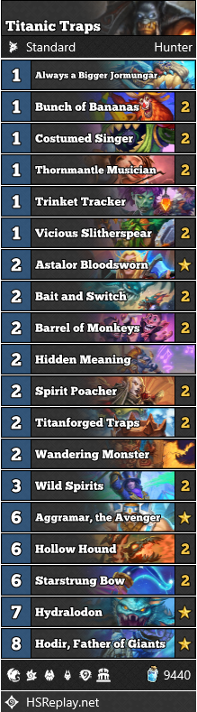Hearthstone Titans decks recipes Hunter