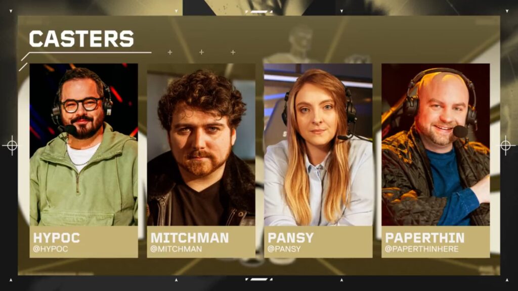 The second part of the caster reveal shows Hypoc, MitchMan, Pansy, and Paperthin.