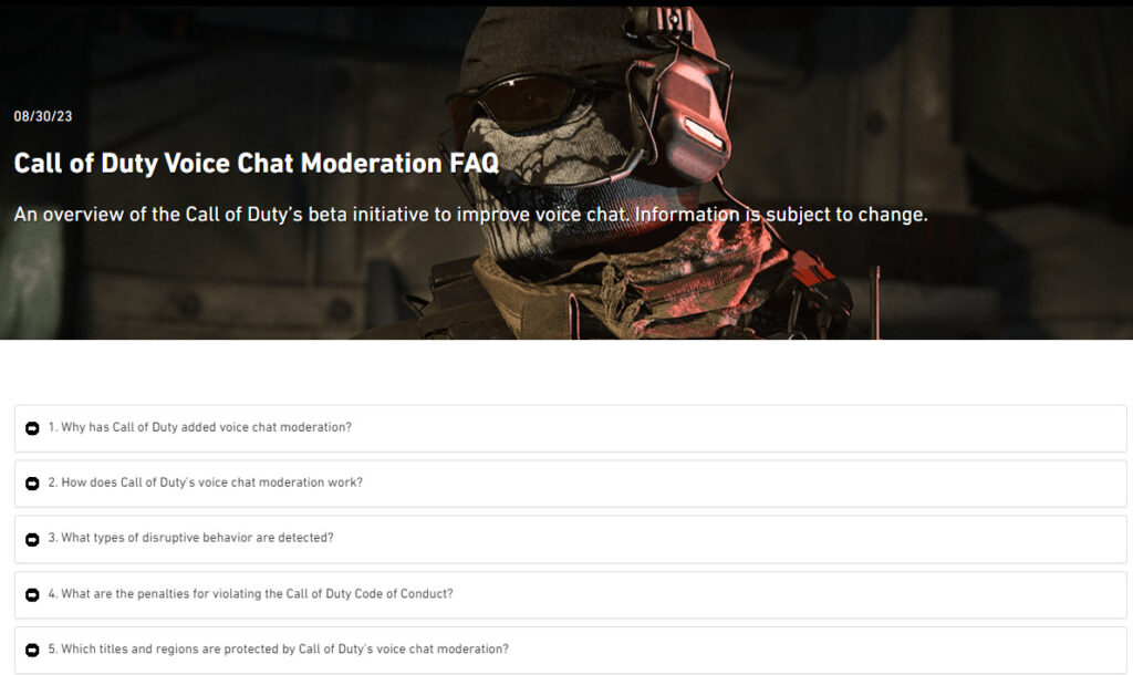 Call of Duty AI initiatives to combat toxicity online includes the use of the AI platform ToxMod.