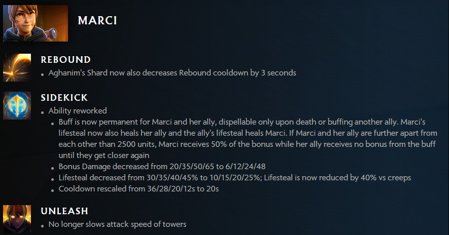 Marci's new reworked Sidekick in 7.34