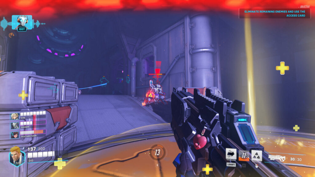 Defeat the OR15 unit to obtain the access card