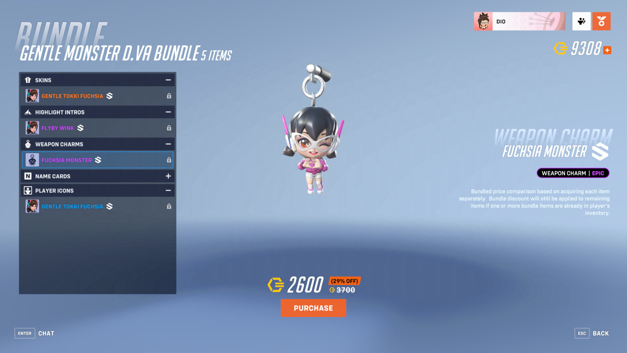 Fuchsia Monster weapon charm