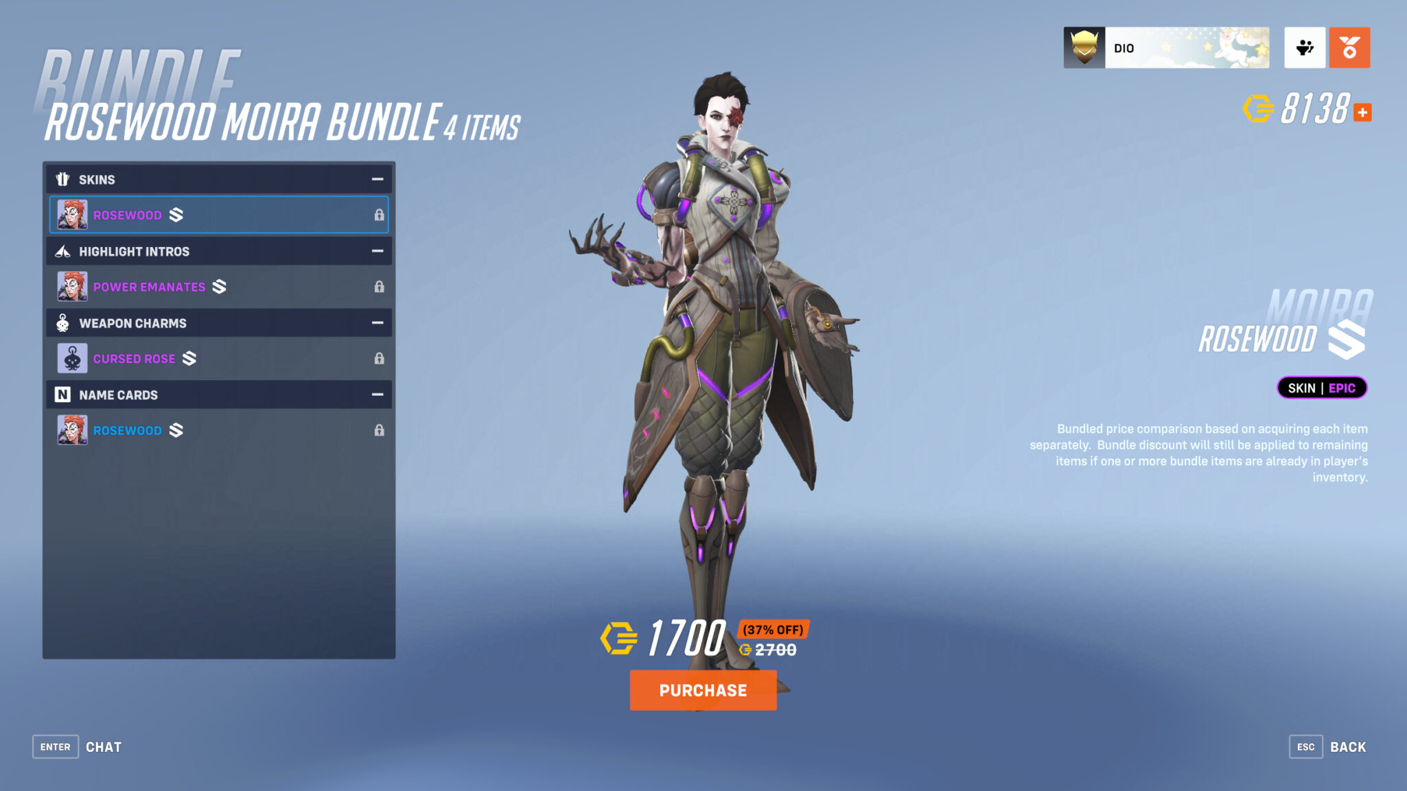 Overwatch 2 Rosewood Moira skin