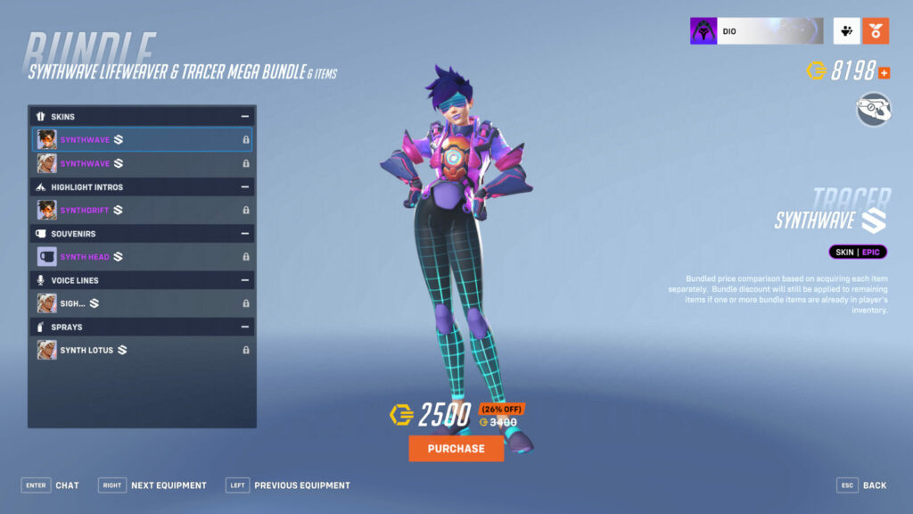 The Synthwave Tracer skin