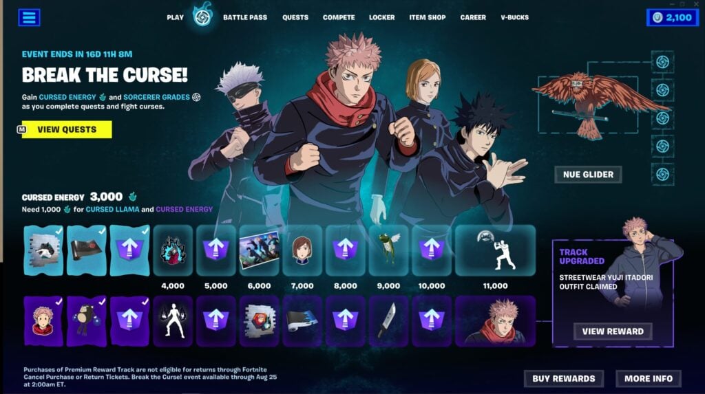 Fortnite x Jujutsu Kaisen Break the Curse! Quests Explained