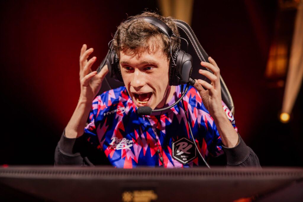 llya "something" Petrov of Paper Rex reacts at VALORANT Champions Los Angeles Playoffs Stage at the Shrine Expo Hall on August 19, 2023 in Los Angeles, California.