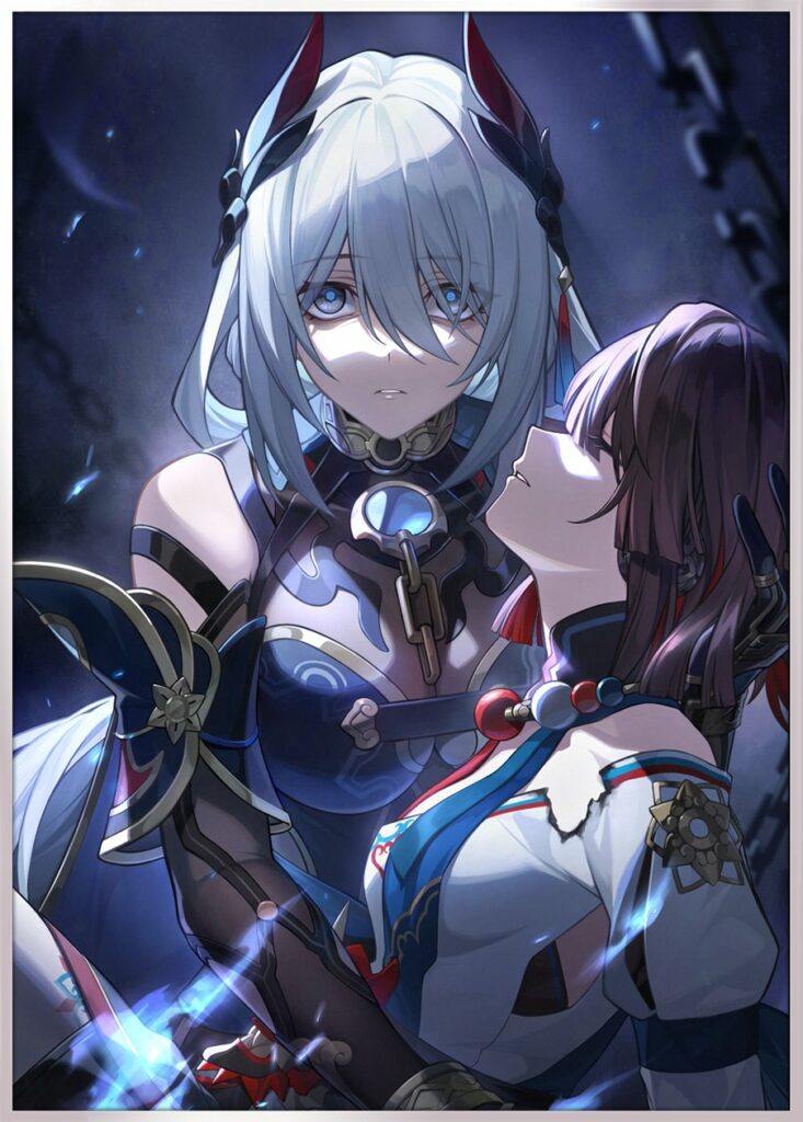 Hanya and Xueyi in the Return to Darkness Light Cone artwork