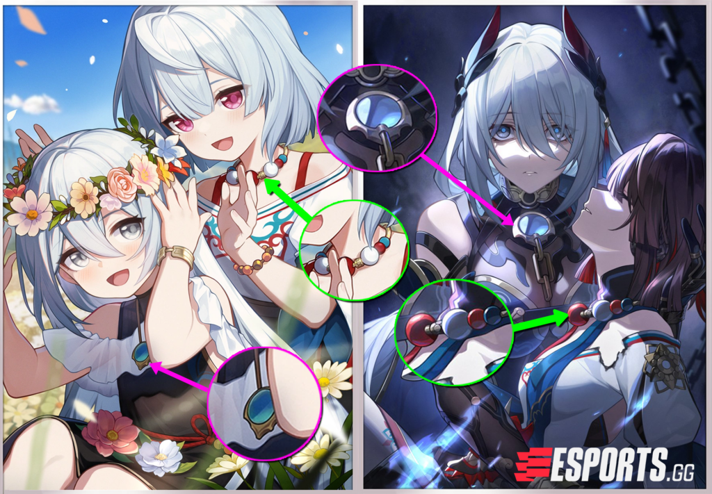 Hanya and Xueyi Lightcone artwork comparison from Honkai Star Rail