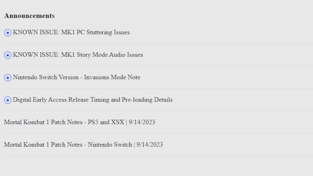 Announcements and information