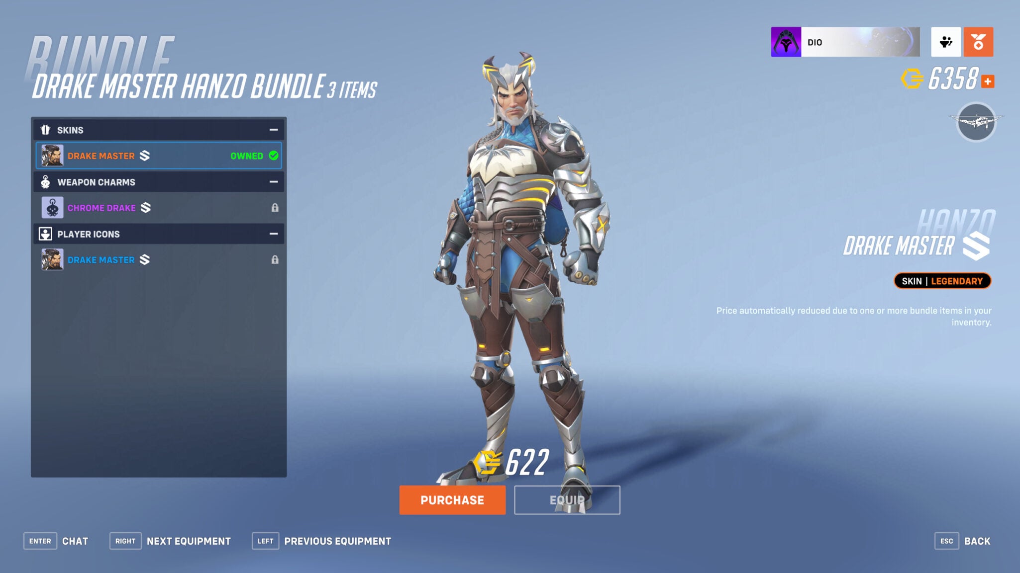 Overwatch 2 Drake Master Hanzo skin