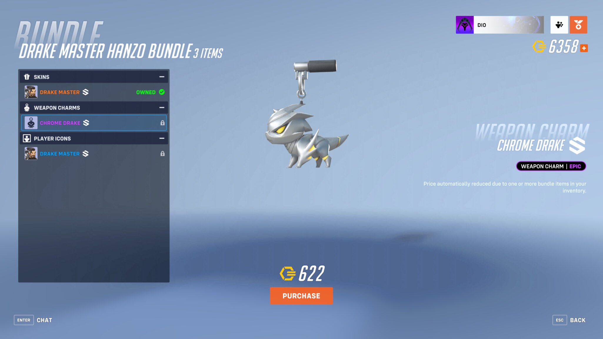 The Overwatch 2 Dragon Hanzo skin bundle includes a weapon charm