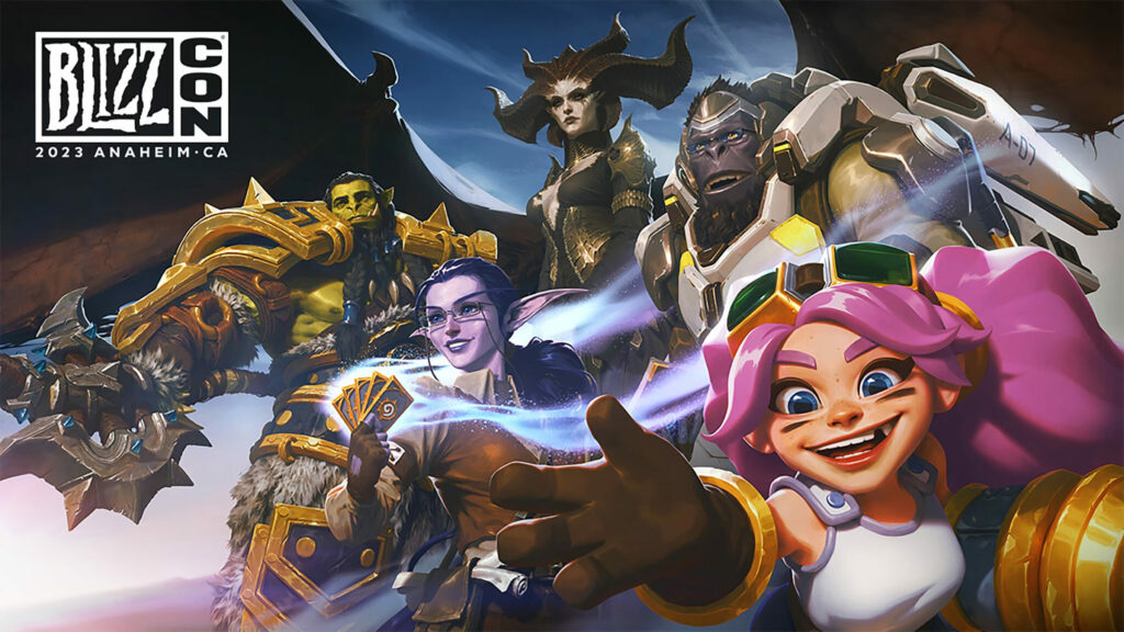 BlizzCon graphic featuring characters from different games
