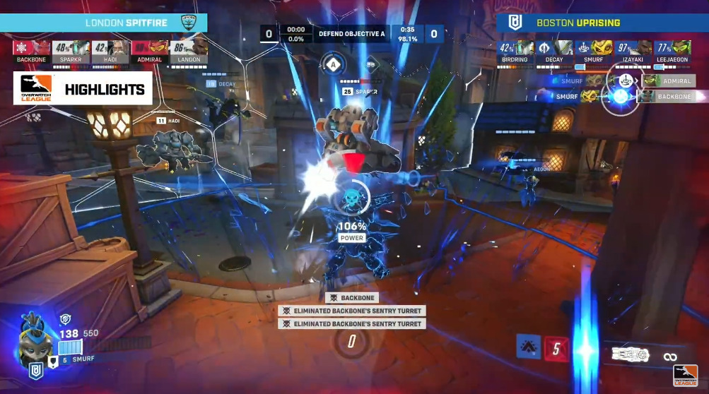 Boston Uprising's smurf as Orisa