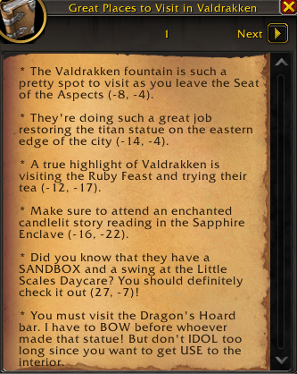 Secrets of Azeroth Day 12 features a clue in the form of a travel guide book called Great Places to Visit in Valdrakken.