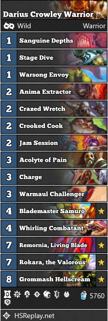 Darius Crowley - Warrior Hearthstone Duels Deck