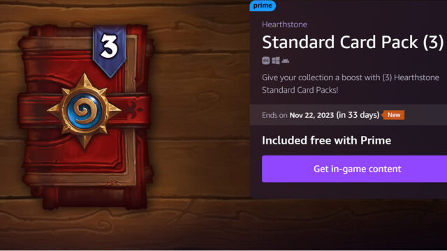 How to get 3 Free Hearthstone packs with Prime Gaming