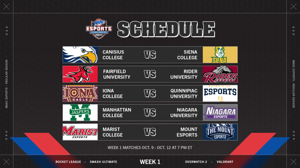 MAAC Esports Week 1 schedule