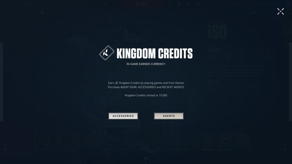The VALORANT Kingdom Credits information page.