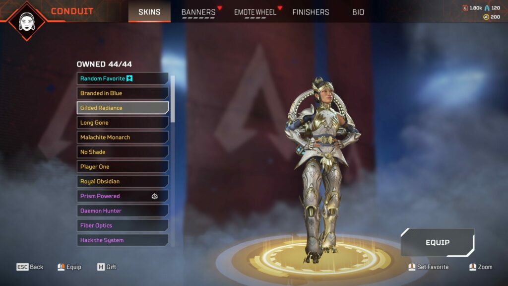 Conduit Gilded Radiance skin in Apex Legends