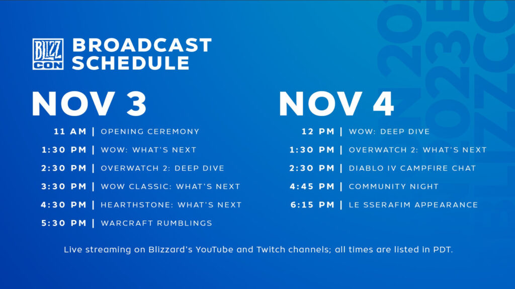 The Blizzcon 2023 broadcast schedule is out, so come take a look at when you need to tune in and find out what's next at Blizzard!