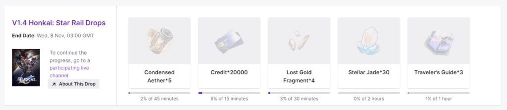 Honkai Star Rail Twitch Drops in your inventory