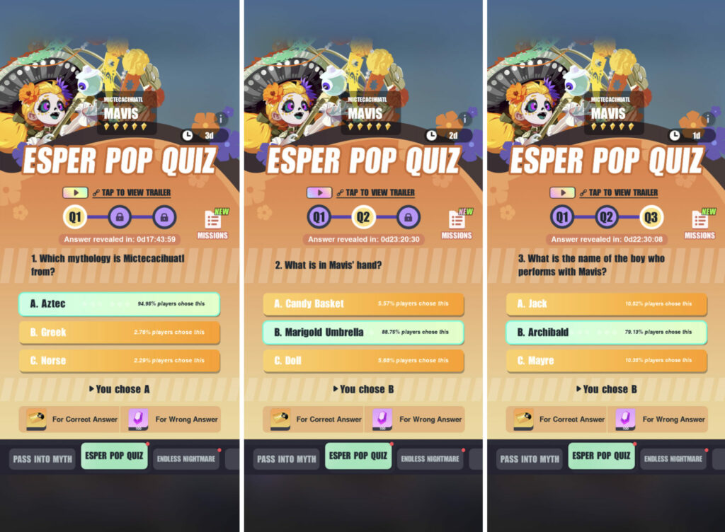 Dislyte Mavis quiz answers 