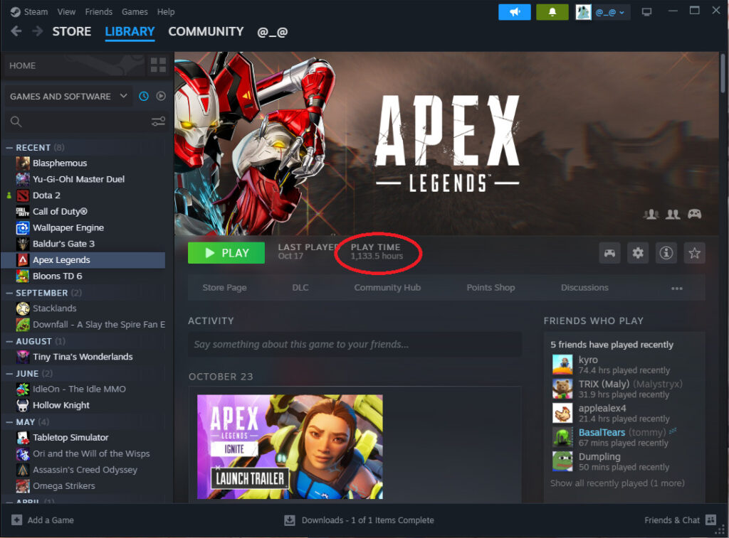 How to find your Play Time on Apex Legends 