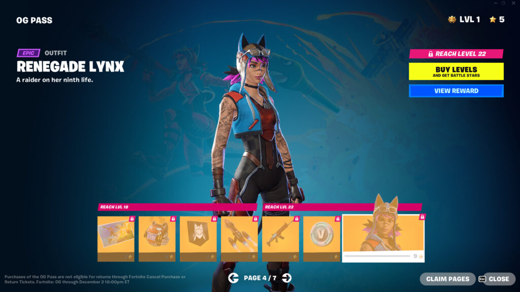 Fortnite OG Battle Pass Page 3