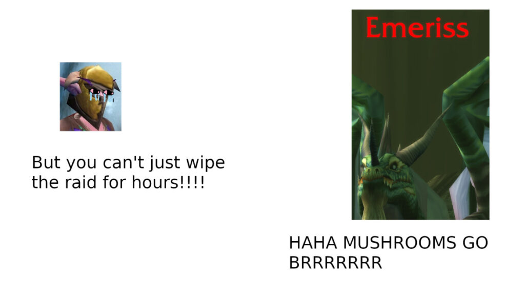 Returning with the WoW Anniversary, the Nightmare Dragon Emeriss fight is still slinging mushrooms and wiping raids, even in 2023.