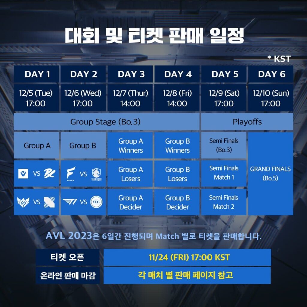 The AfreecaTV VALORANT league schedule.