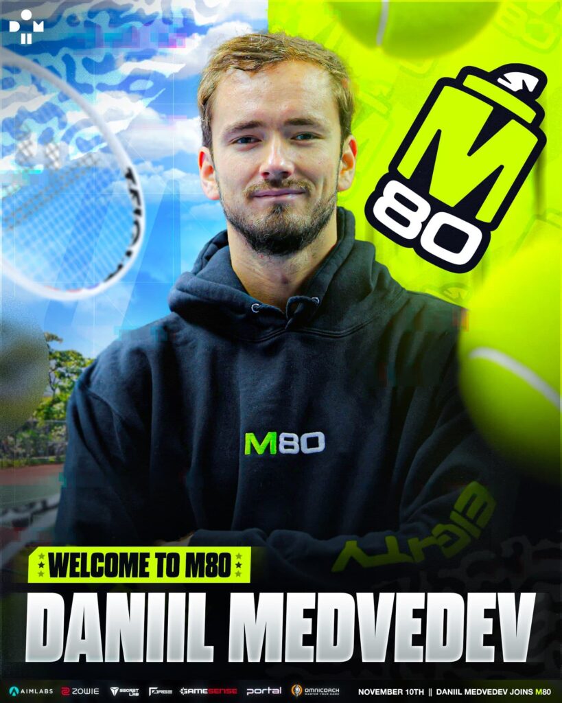 The announcement graphic of Daniil Medvedev joining M80.