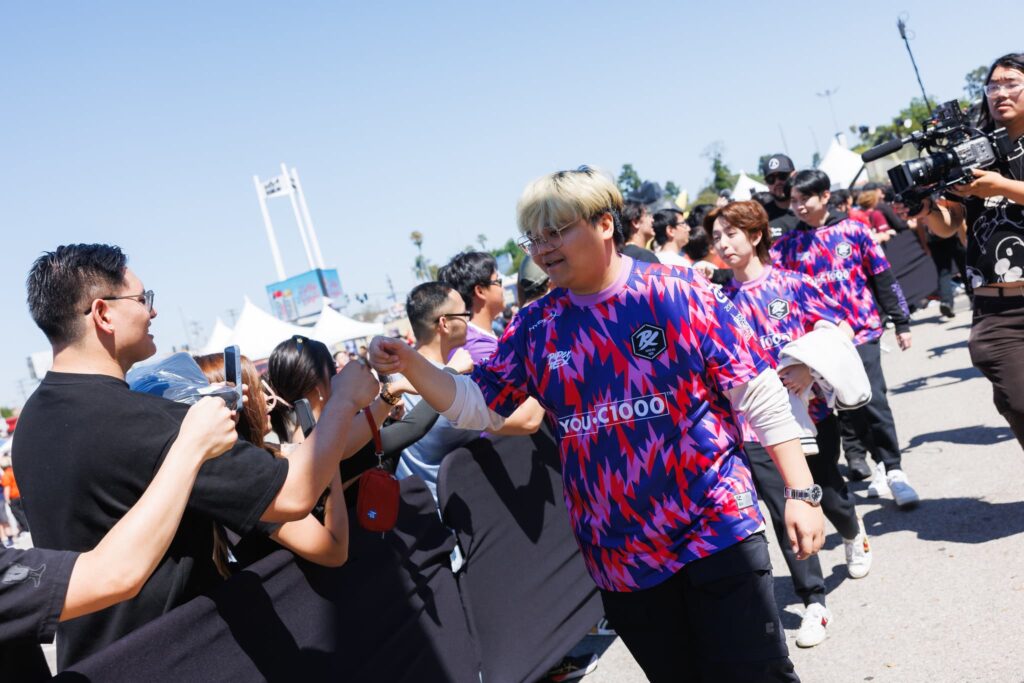 (L-R) Khalish "d4v41" Rusyaidee, Jason "fOrsakeN" Susanto and Aaron "mindfreak" Leonhart of Paper Rex is seen at the Gold Carpet at VALORANT Champions Los Angeles Grand Finals at the Kia Forum on August 26, 2023 in Los Angeles, California.