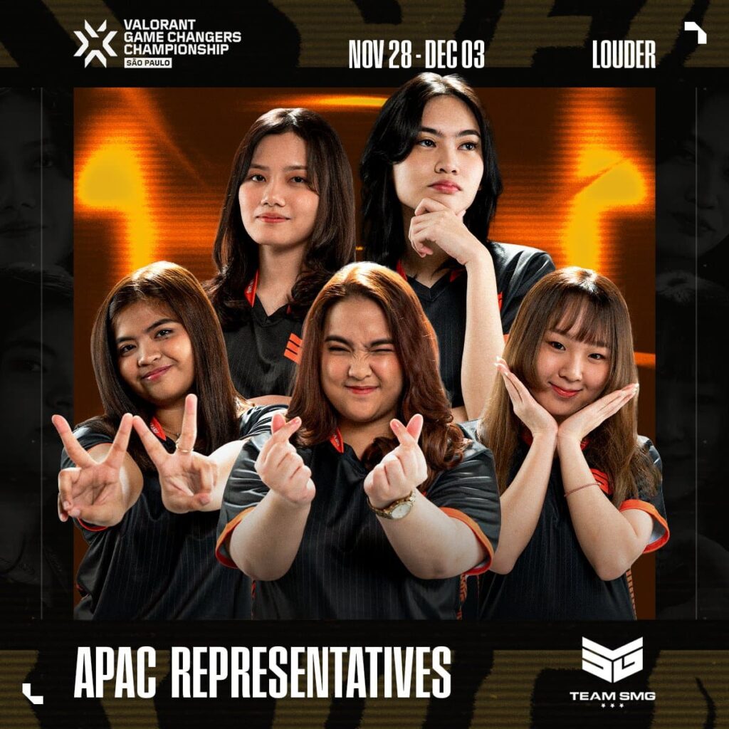 The Team SMG Game Changers roster prior to their match against Evil Geniuses.